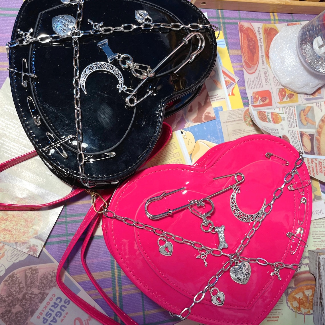 Goth Y2K Subculture Heart Shaped Bag Gothic Shoulder Bag | Etsy