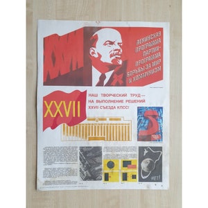 Póster Original soviético de Lenin, propaganda del comunismo ruso, URSS