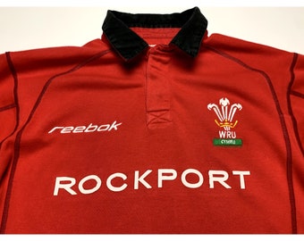 Reebok Rockport Wales Rugby WRU Cymru Jersey Long Sleeve Shirt