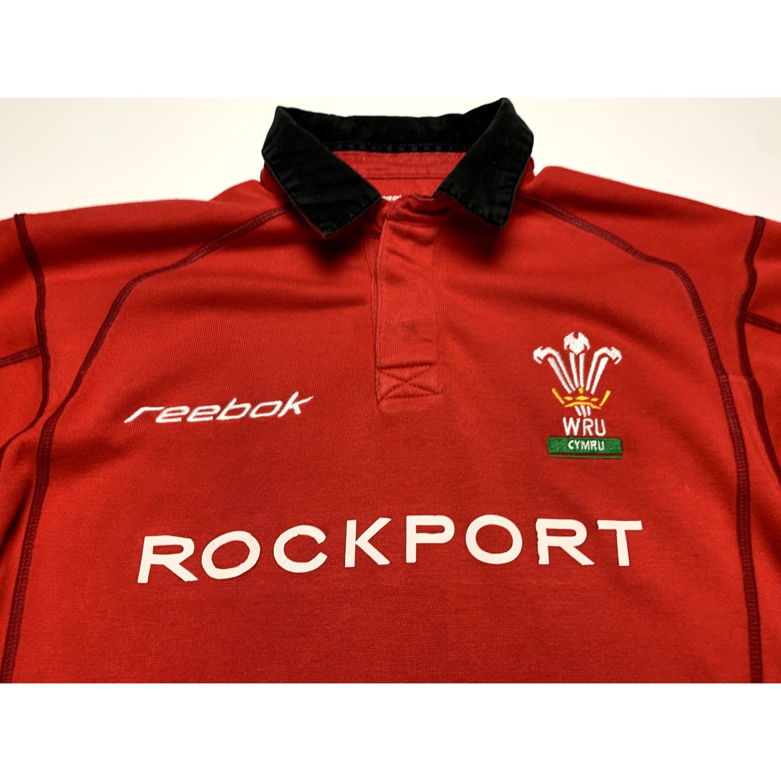 Reebok Rockport Wales Rugby WRU Cymru Jersey Long Sleeve Shirt