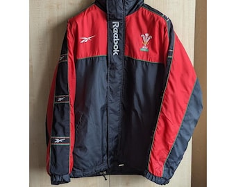 Vintage Wales Cymru rugby Reebok training heavy jacket Size M 1990s