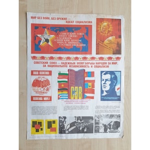 PÓSTER Original soviético de la paz mundial Rusia comunismo propaganda URSS
