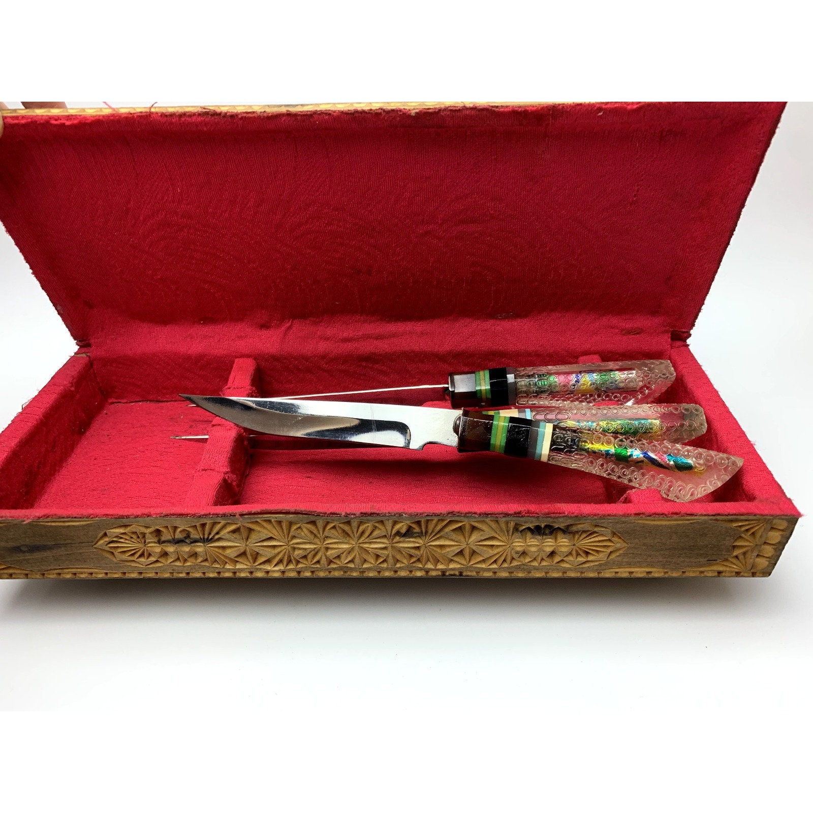 Vintage Handmade Box & Knives Set Jail Prison art USSR
