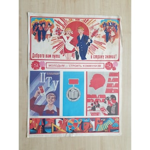 Educación Soviética CARTEL Original Rusia Comunismo propaganda URSS