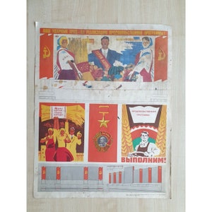 Póster Original soviético agrícola propaganda del comunismo ruso URSS