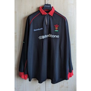 Wales Rugby Union 2000/02 Reebok long sleeve black away Shirt Size XXL