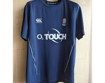 England Rugby Canterbury O2 Touch Training Jersey Blue Shirt Size L