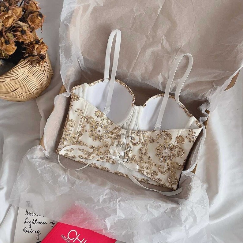 Crop Top Bustier Corset glitter Etsy