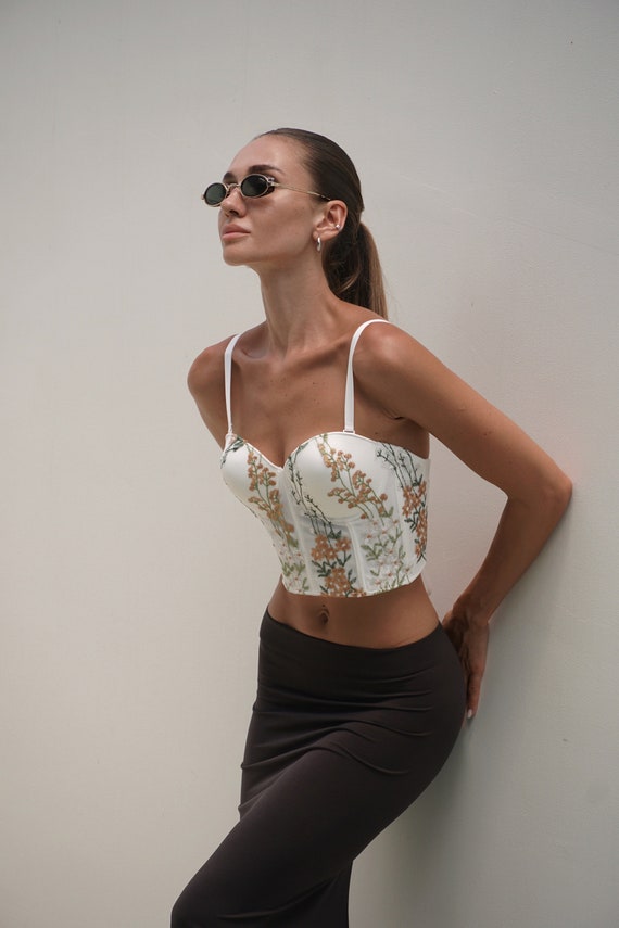 floral bustier crop top