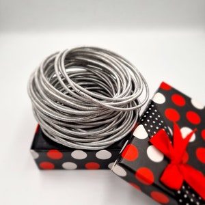 Traditional Venda Stack Silver Bangles, African Wire Bangles Set  