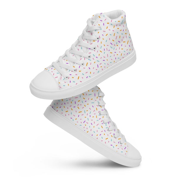 Sprinkles Covered - Women’s high top canvas shoes - Hundreds and Thousands - White - Spring Colors