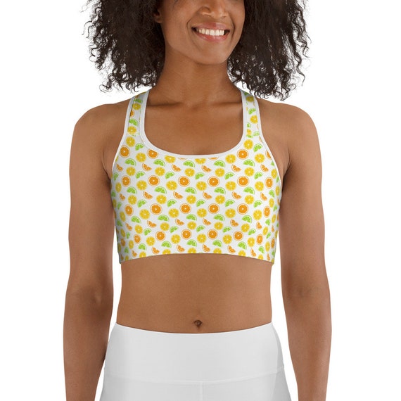 Citrus Sports Bra Lemon, Lime, Orange, Bright Yellow, Green, Part of a Set  