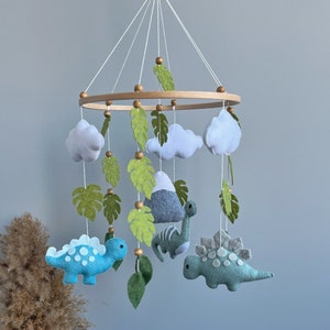Dinosaur baby mobile Nursery hanging decor Dino baby shower gift