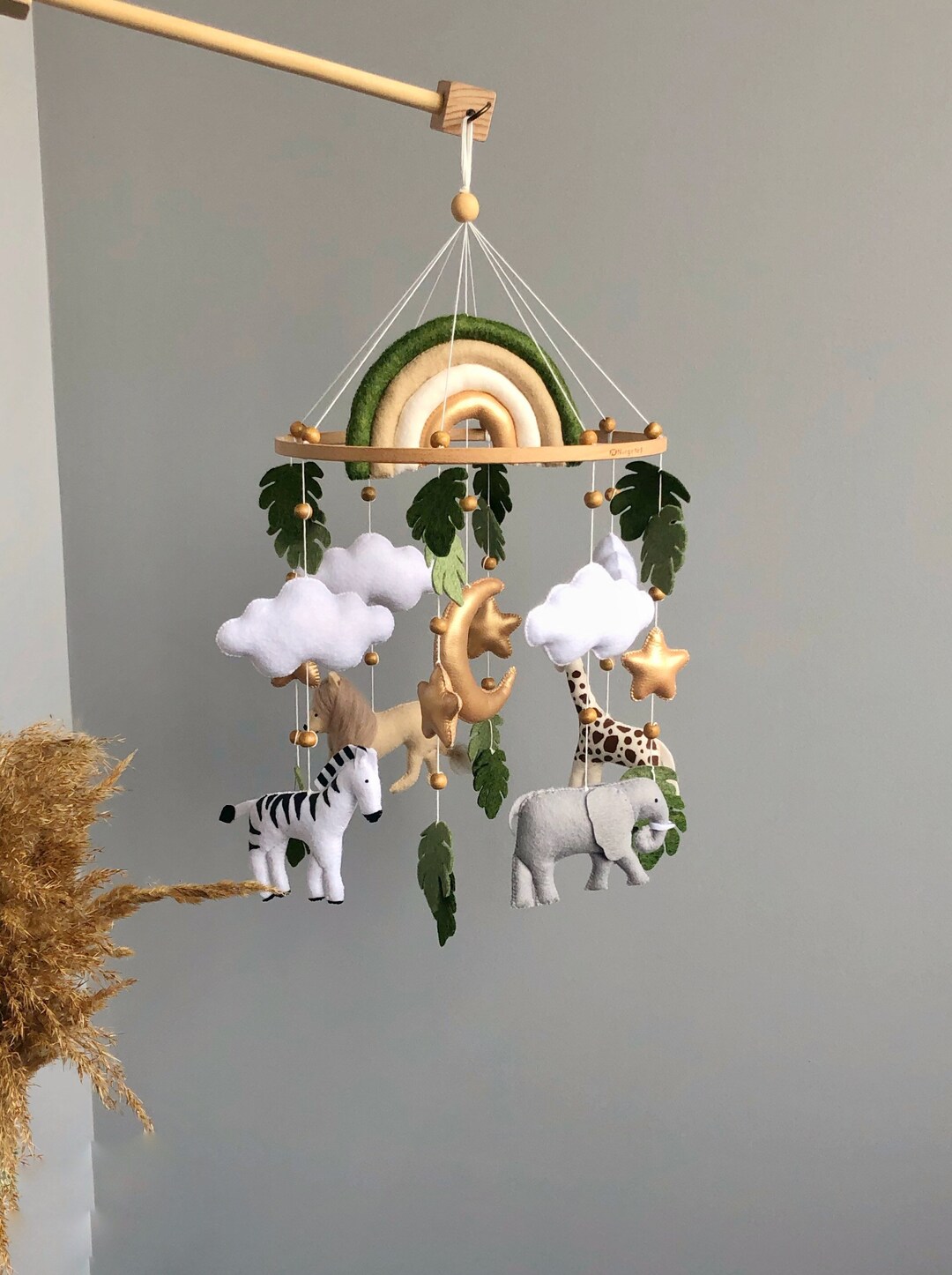 Safari Baby Mobile Baby Cot Mobile Safari Giraffe Elephant Etsy