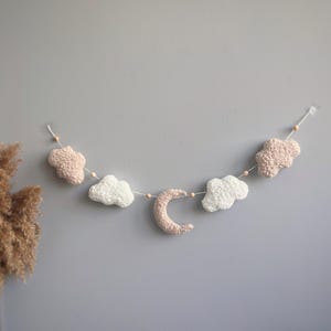 Décoration murale nuages et étoiles, guirlande de nuages bouclée, guirlande de nuages décoration lune