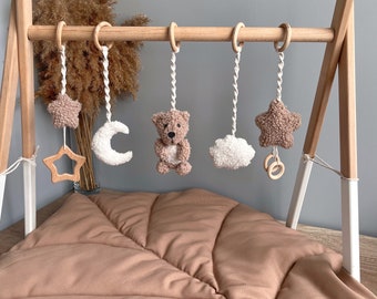 Brinquedos de ginástica para bebês Boucle, brinquedos Montessori, presente para recém-nascidos, brinquedos de ginástica para crianças, criaturas, brinquedos de ginástica, presente para bebê, ursinho de pelúcia, móbile Boucle