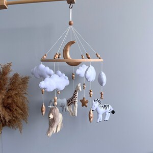 Safari Animals Baby Crib Mobile - 12 Lullabies Musical Mobile With Rotating Toys