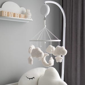 Cloud Baby Mobile - Mobil för flicka och pojke - Rain Cloud Baby Spjälsängsmobil - Vitguld Mobil för barnrum - Könsneutral Barnrumsmobil