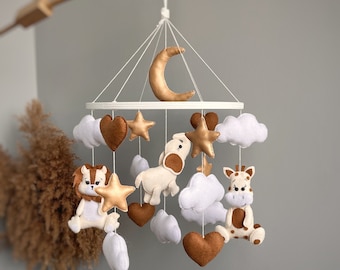 Baby mobile safari - Giraffe crib mobile - Jungle nursery mobile - Zebra Lion Elephant baby mobile