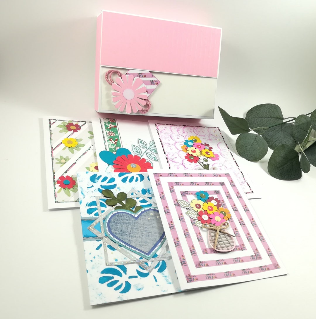 Handmade Cards Set of 10, Valentine's Day Cards, Note Floral Cards ...