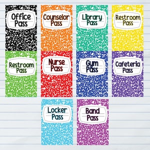 Sublimated Teacher Passes | Hall Passes | Composition Notebook Passes | Personalized | Back to School | New Teacher | Lanyard Pass | Durable