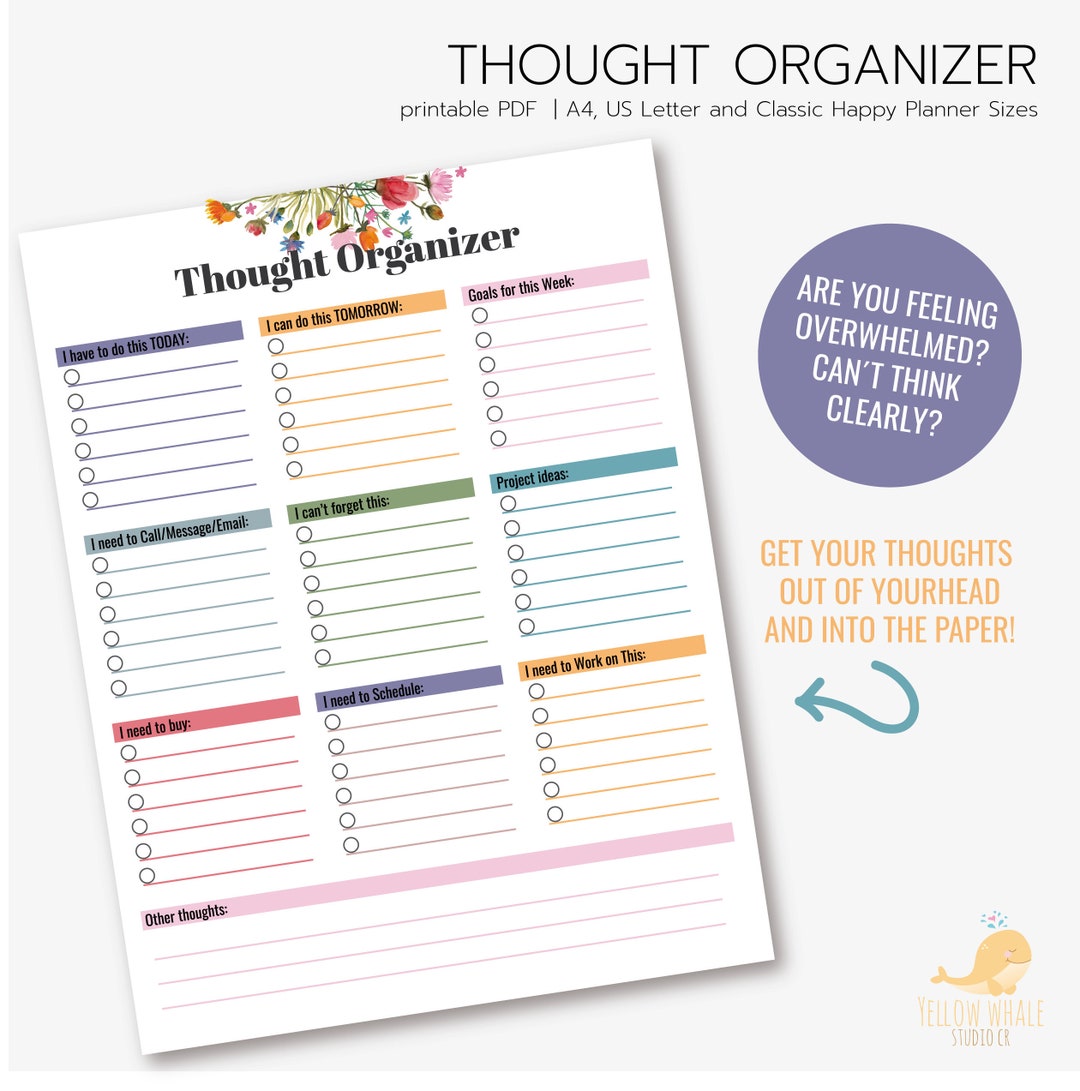 Thought Organizer, Brain Dump, Get It Together, Organize Your Thoughts ...