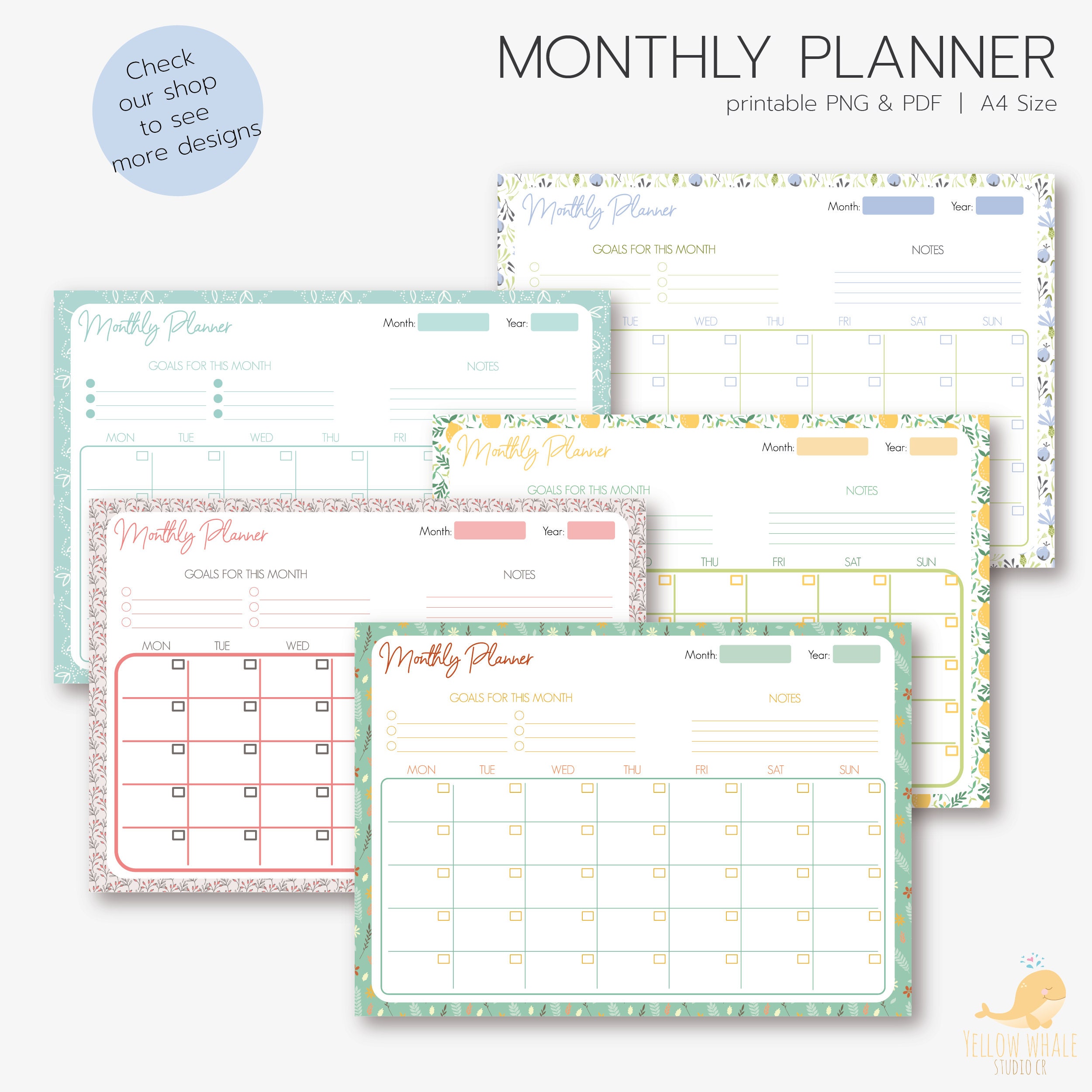 Monthly Planner Monthly Organizer Calendar Landscape | Etsy