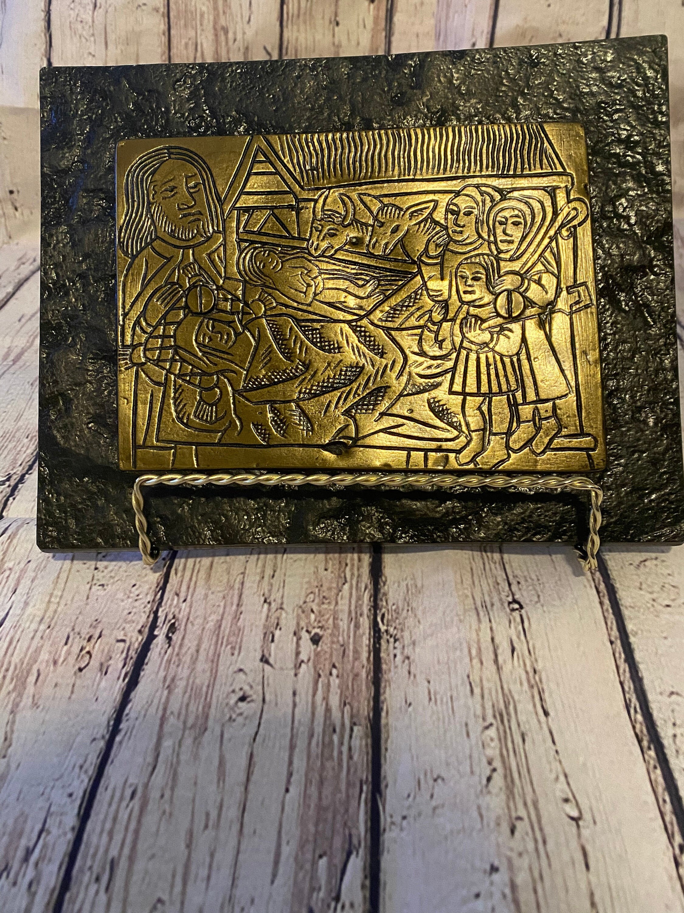 Vintage Brass Rubbing Plate Adoration of the Etsy