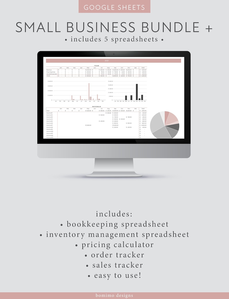 Small Business Spreadsheet Bundle, Inventory Management Tracker Google Sheets, Bookkeeping Spreadsheet, Pricing Calculator, Order Tracker 