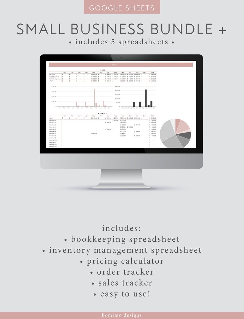 Small Business Spreadsheet Bundle, Inventory Management Tracker Google Sheets, Bookkeeping Spreadsheet, Pricing Calculator, Order Tracker 