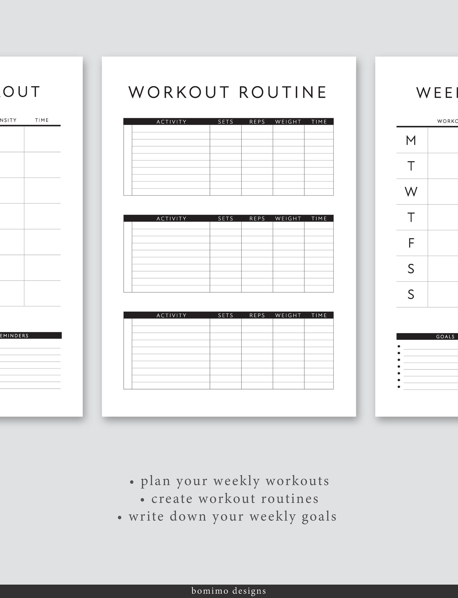 Workout Planner Printable Image