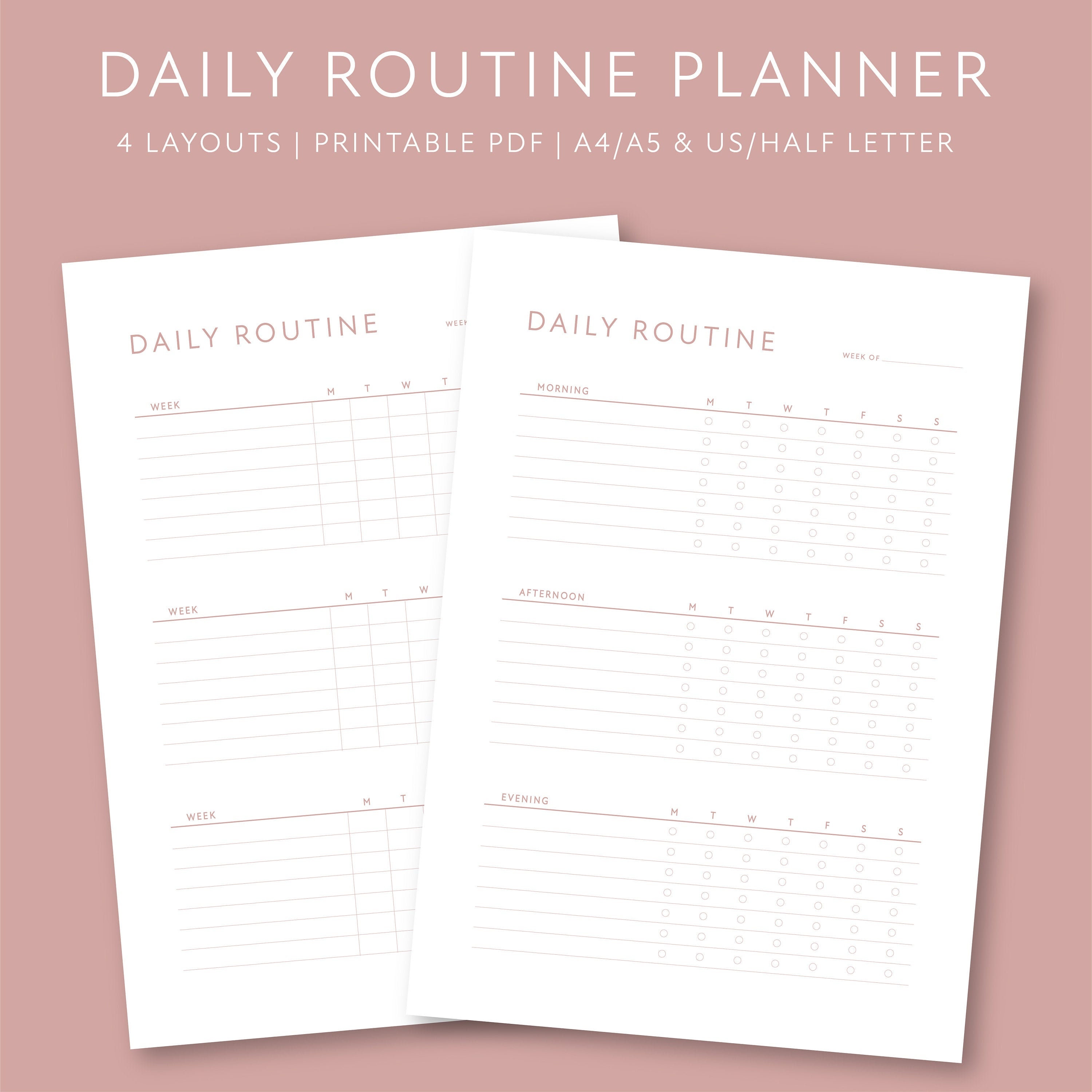 printable daily routine planner routine checklist morning etsy