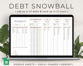 Debt Snowball Spreadsheet, Debt Payoff Tracker, Debt Snowball Calculator, Debt Payoff Spreadsheet, Debt Free Planner Google Sheets Tracker