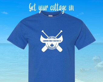 Get your lake shirt on! Muskoka, Kawartha's, Georgian Bay? Fully customizable for where you will be. Unisex Gildan T-shirts for summer fun!