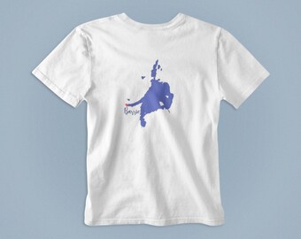 Lake Simcoe hometown pride! Barrie, Innisfil, Orillia, Keswick, Lake Couchiching, Holmes Point. Cotton t-shirt with the town of your choice!