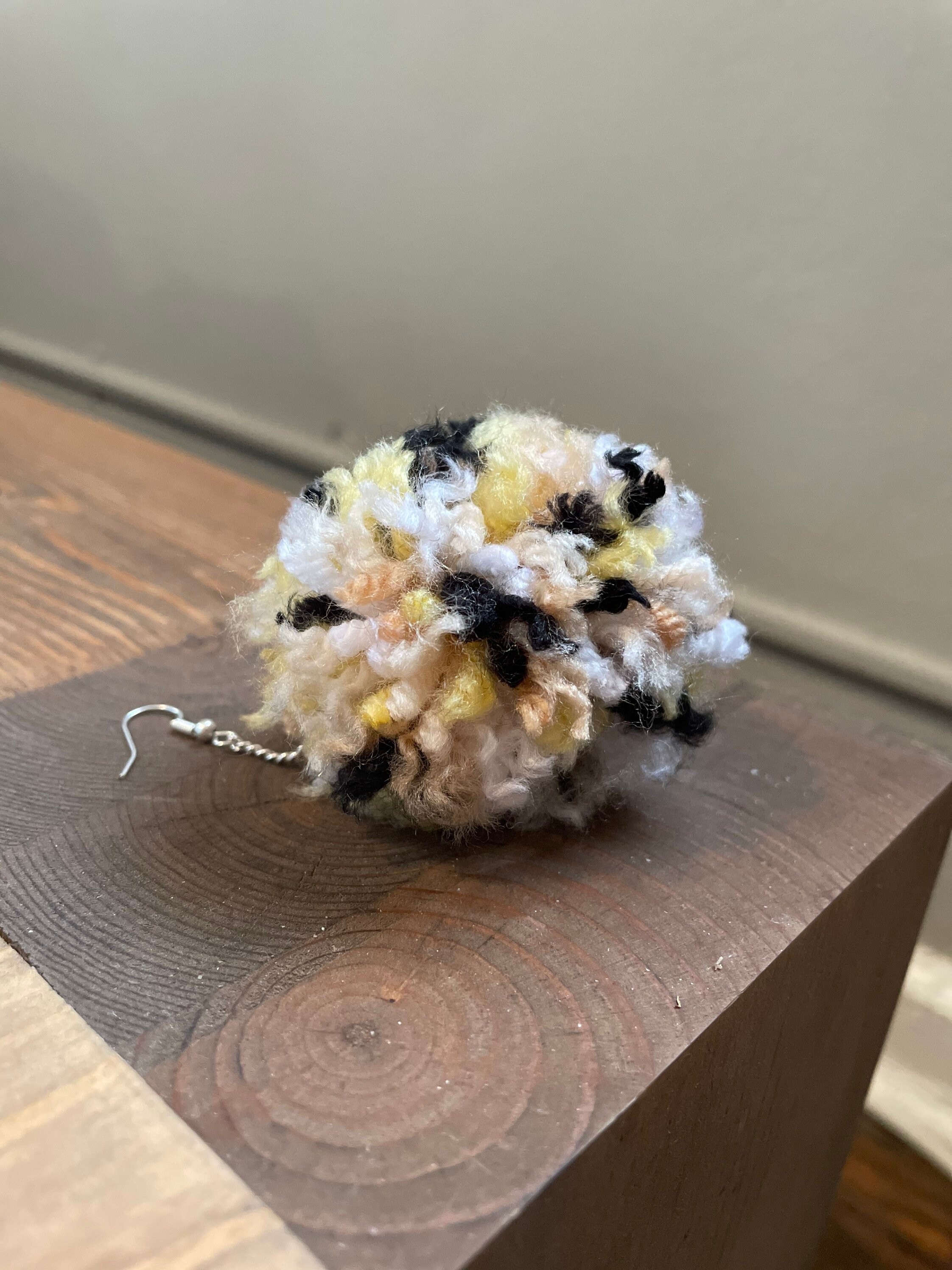 Large Multicolor Puff Ball Earring Fun and Funky Etsy