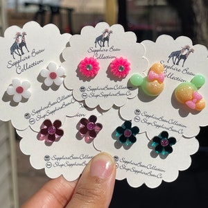 Flower Stud Earrings | Sunflower Earrings | Daisy Earrings | Kids Stud Earrings | Stud Earrings | Acrylic Earrings | Hypoallergenic Earrings