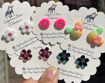 Acrylic Flower Stud Earrings | Hypoallergenic Stainless Steel