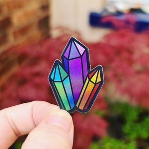 Crystal stickers, holographic, small stickers, witchy stickers, crystal stationary, witchcraft crystals, gemstone sticker, celestial sticker