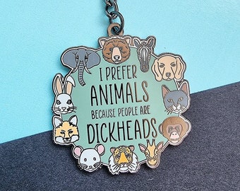 Animal Enamel Keyring, swear gifts, animal lover, funny keychain, bag charm, vegan, wildlife gifts, funny animal, funny gifts, vegan gift