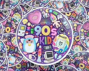 90's Holographic Sticker, 90's kid, nostalgia, retro, vinyl sticker, waterproof, nineties stickers, laptop stickers, retro gaming