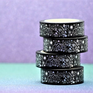 Holographic Witchy Washi Tape: Skulls, Crystals, and Stars