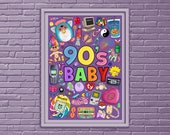 90s Nostalgia Art Print: Colourful Y2K Illustration - Etsy