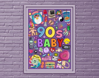 90s Nostalgia Art Print: Colourful Y2K Illustration