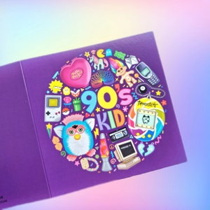 Jaren '90 Verjaardagskaart, jaren '90 baby, wenskaart, retro, nostalgisch, geboren in de jaren '90, kaart voor haar, jaren negentig, jaren '90 kind, jaren '90 babycadeau, kleurrijk