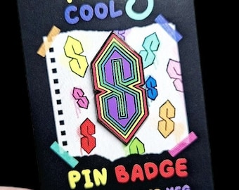 Cool S pin, 90s enamel pin, 90's baby, nostalgia, 90s gifts, super S, 90s badge, pop culture, retro pin, Y2K, graffiti pin, stationery pin
