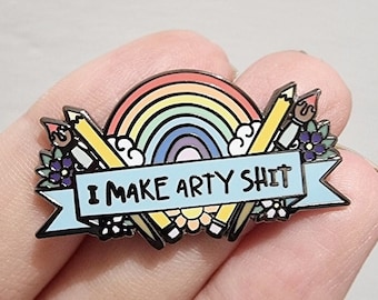 Artist enamel pin, rainbow, illustrator, crafter pin, swear pin badge, gift for artists, painter, funny pin, craft stocking filler, creative