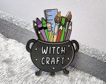 Witchcraft pin, enamel pin, cauldron pin, witch badge, art pin badge, gift for artist, creative pin, witchy gift, magic pin, craft pin badge