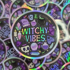 Witchy Sticker, witchy vibes, holographic sticker, spooky, Halloween, vinyl sticker, witchcraft, witch stationery, goth sticker, witchy gift
