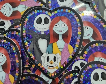 NBC Glitter Sticker: Jack and Sally Family Portrait - Waterproof
